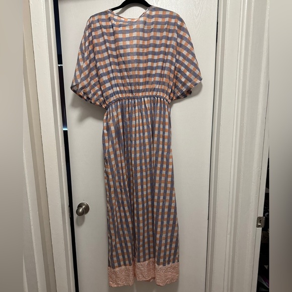 NWT World Market Blue and Orange Checkered Dress Size L/XL - Picture 5 of 5